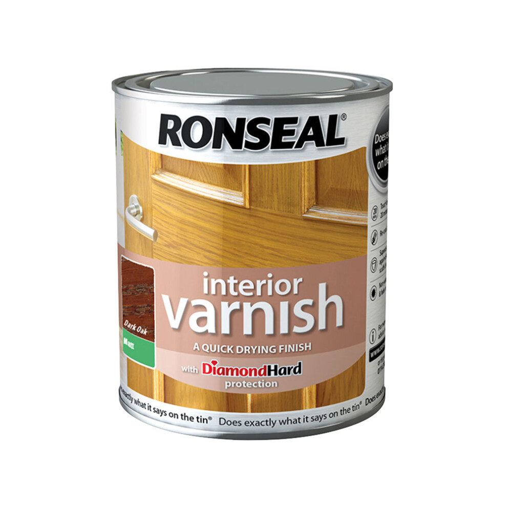 Ronseal 36857 Interior Varnish Quick Dry Matt Dark Oak 250ml