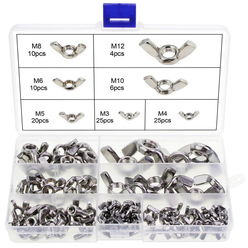 Butterfly Nut Assorted Kit, Ergonomic Design For Easy Installation In Various Mechanical And Office Equipment, Stainless Steel Ensures Longevity And C 9198585080546