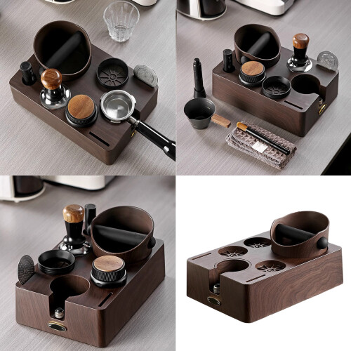 Coffee Portafilter Rack Espresso Grounds-Wood grain multifunc 1