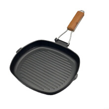 Portable Foldable Grill Pan, Compatible with Gas and Induction Cookers (24x28cm)