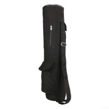 Storage solution for yoga mat made of sailcloth with pocket arrangement and comfortable shoulder strap for easy carrying