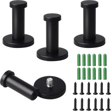 Ganchos de baño en negro mate, ganchos para toallas de pared de diseño moderno para almacenamiento en el hogar (juego de 4)