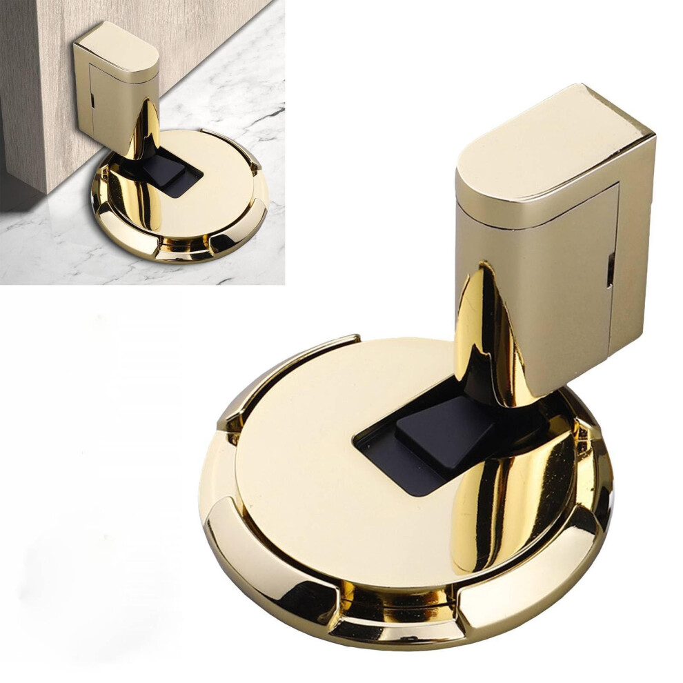 Magnetic Door Stopper Floor, No Drilling, Heightadjustable Zinc Alloy Heavy Door Holder (Gold) 9365049415255