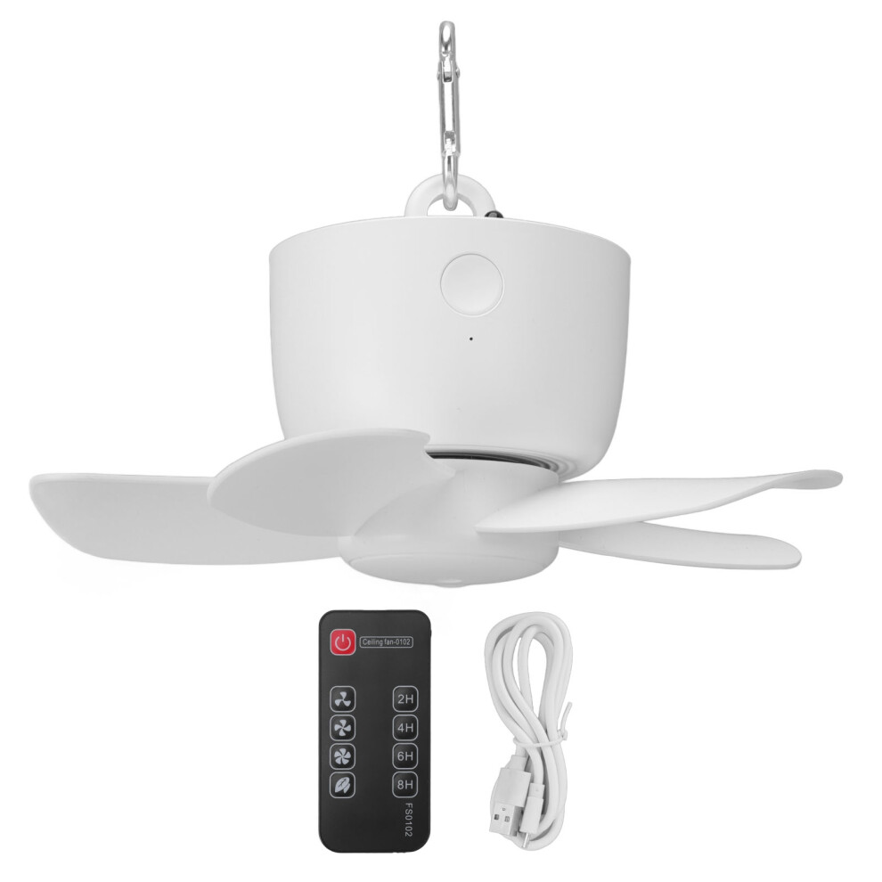 Portable Usb Ceiling Fan, Quiet Hanging Tent Fan, Versatile Outdoor Cooling Fan For Camping And Dorms, No Mesh Cover Design, Five Blades Electric Fan 9453559768012