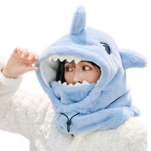 Ski Helmet Cover, Cute Shark Hood Ski Mask for Women and Men, Winter Warm Windproof Hood Face Mask Outdoor Sports Windproof Mask for Neck Face (Blue)