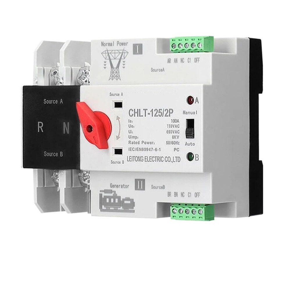 Dual Power Automatic Transfer Electrical Selector Switches Uninterrupted 2P 63A 100A 125A 110V 220V (63A, 220V) 220V 63A 9412369465894