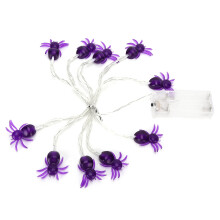 Eerie Halloween Solar String Lights, 2M Long Purple Spider Decor, Battery Operated Waterproof Design For Indoor Outdoor Use