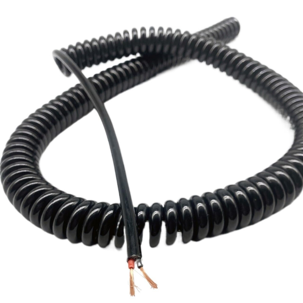 Retractable Power Cable Flex Curly Spring Cord, 18Awg 2Core Spiral Power Cable, Stretches To 11M, 2 Cores, 0.75Mm, Single Color 9365049416917