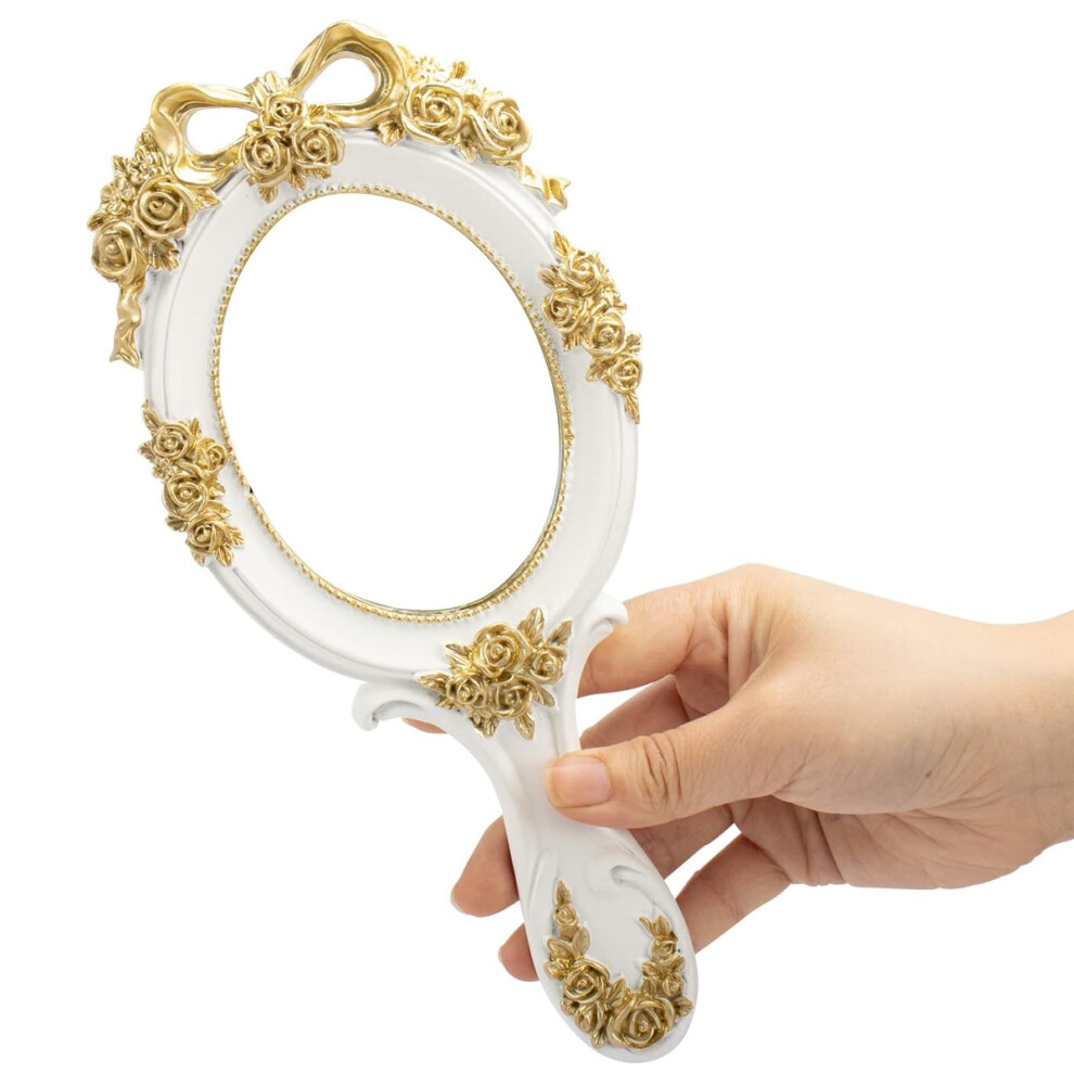 Vanity Makeup Mirror with Handle, Handheld Mirror Lightweight Portable, Elegant Design High-Definition Clear Mirror Compact Size for Daily Use Travel