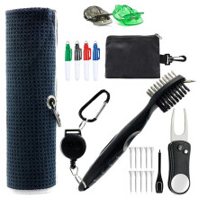 Clip magnetica retrattile in metallo resistente, clip retrattile premium con efficace kit combinato per la pulizia del golf, comodo asciugamano da