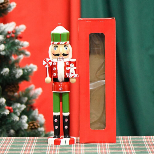 Handcrafted wooden nutcracker figures, sweets theme, Christmas decorations, 38 cm, creative doll figures 2