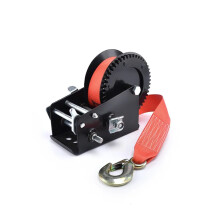 Hand winch, Manual lifting winch, Base bowl made of black painted plastic, 2500 pounds (LBS) with tape yacht winch for material handling