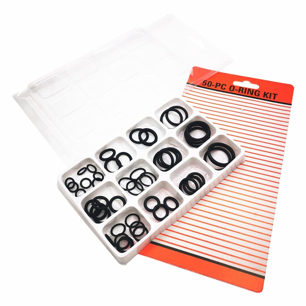 Rubber Oring Washer, 50Piece Set Rubber Oring Washer, Waterproof Assortment, Orings, Sealing Washer, 12 Sizes, Gaskets, Orings (Black) 9412369468468