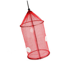 Robuster, foldable fish basket, bait cage for catching live fish and small crustaceans in various aquatic environments red