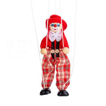 Puppet Wooden Clown Doll ParentChild Controllable for Children Halloween Christmas Gifts