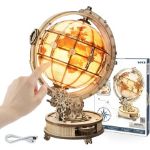 3D Puzzle Wooden Adults, Luminous Globe Model with LED Light World Globe Kit
