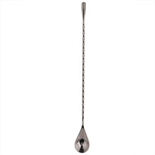 Edelstahl Cocktail spoon, Multifunctional for bartenders, Exquisite design (round handle) Black