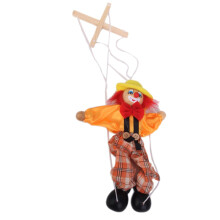 Wooden Handmade String Puppet Toy for Kids, Clown Marionette, Traditional Circus Show Puppet
