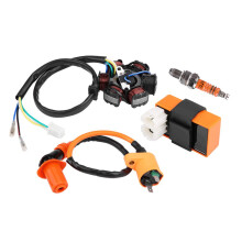 Race-ontstekingsspoel, bougiekabel voor 50cc en 150cc bromfietsen, 4-takt motorupgrade voor soepel rijden, spanningsregelaar/gelijkrichter inbegrepen.