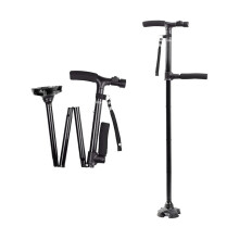 Sammenklappelig stok med LED-lys, understøtter op til 112 kg, ergonomisk håndfladeformet håndtag til mænd og kvinder