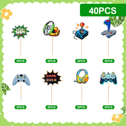 Επιλογές για τούρτα Gamepad, Διπλής όψης διακοσμητικό για επιδόρπιο Cupcake για πάρτι με 2