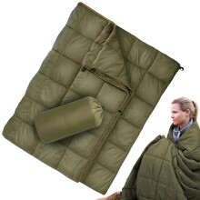 Down Camping Blanket Camping Blanket for Indoor Outdoor Down Blanket Packable Outdoor Blanket for Outdoor, Travel, Hiking Army Green