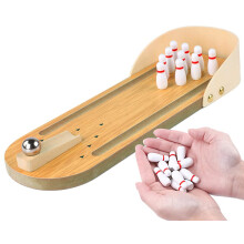 Mini Bowling Set, Wooden Bowling Set, Bowling Game for Children and Adults
