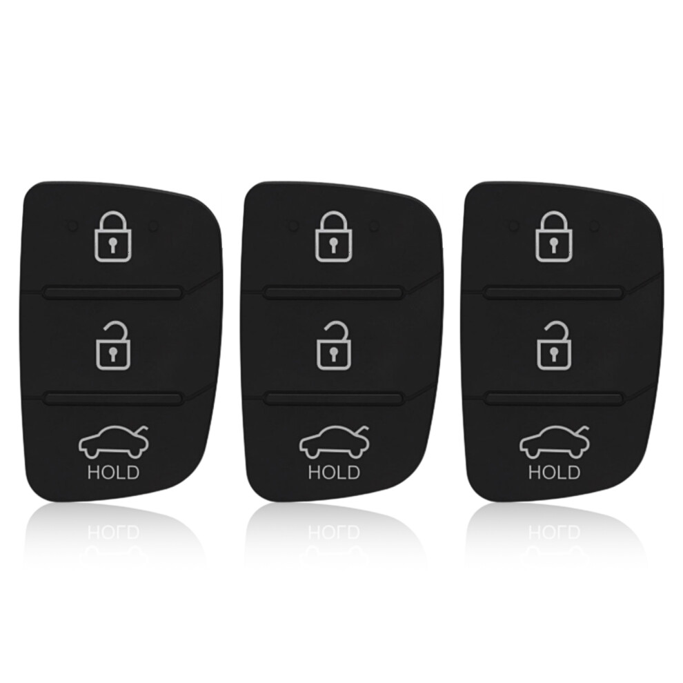 3Pcs 3Button Key Fob Pads Cover Replacement, Rubber Car Key Pads Cover, Compatible With I40 I20 I30 I10 Ix20 Ix30 Ix35 Ix45 Ix55 Black 9139052749696