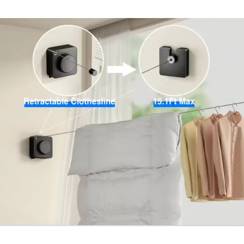 4.8m Retractable Clothesline Wall Mounted Indoor Drying Line 2
