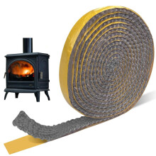 Högtemperaturbeständig packning för vedspis, självhäftande flexibel tejp för tätning av spis, 2 mm x 15 mm x 2 m