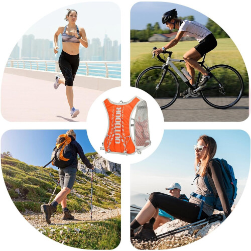 Hydration Backpack  Water Backpack  Running Vest  5L  Moisture Wicking  Reflective Orange 2
