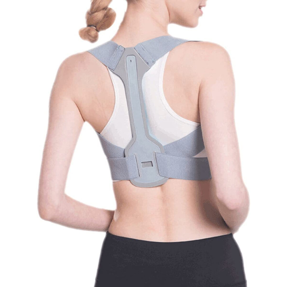 Posture correction, adjustable upper back support, straightener for collarbone and chest, ensures upright back posture, SilverL