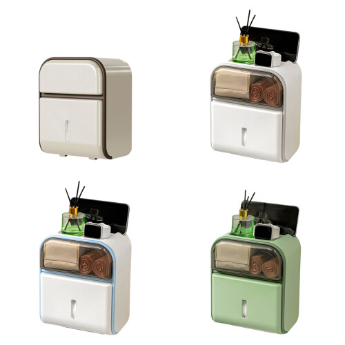 Wall Mounted Tissue Storage Dispenser for Home Restaurant-Green 1