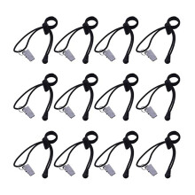 12Pack Retractable Elastic Rope Clips for Photo Video Studio Backgrounds, Black Stainless Steel Background Clip Holder