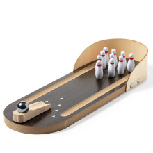 Table bowling, mini bowling track, set with 10 pins, skill game for adults and children, desk game, skittling game.