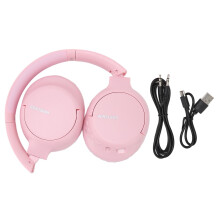 Hybrid ANC Bluetooth-hörlurar, 60 timmars speltid, högupplöst ljud, anpassad EQ via app, för hemmet, kontoret, resor (rosa)