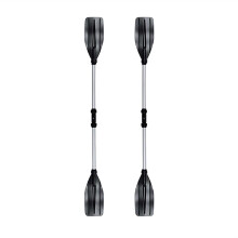 1 pair Kayak Paddle Canoeing Boating Oar with Paddle Leash for Inflatable Boats (Color: Black) Black