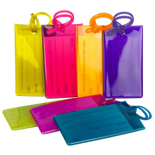 Luggage Tags for Suitcases Flexible Silicone Travel ID Labels Set (7 Pack Assorted) 7 Pack Multicolor Pack