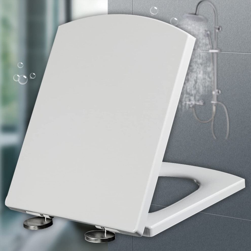 Universal Toilet Seat With Automatic Lowering, Nonslip Cushions, Quickrelease, White 4450*37Cm 9426802962178