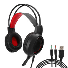 Kabelgebundenes Gaming-Headset mit Mikrofon für PS5, Xbox Series S und PS4, verbesserter Bass, LED-Beleuchtung, einstellbare Lautstärke, drehbares