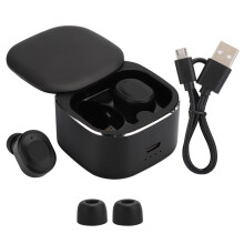 Lätta trådlösa hörlurar med svett- och dammtåliga stereoljud, Bluetooth 5.3, anpassningsbar equalizer, lång speltid med laddningsfodral för