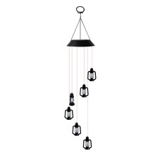 Móbile de esfera de gema para exterior, sino de vento solar com LED que muda de cor, resistente à água para gramado, jardim, pátio, quintal,