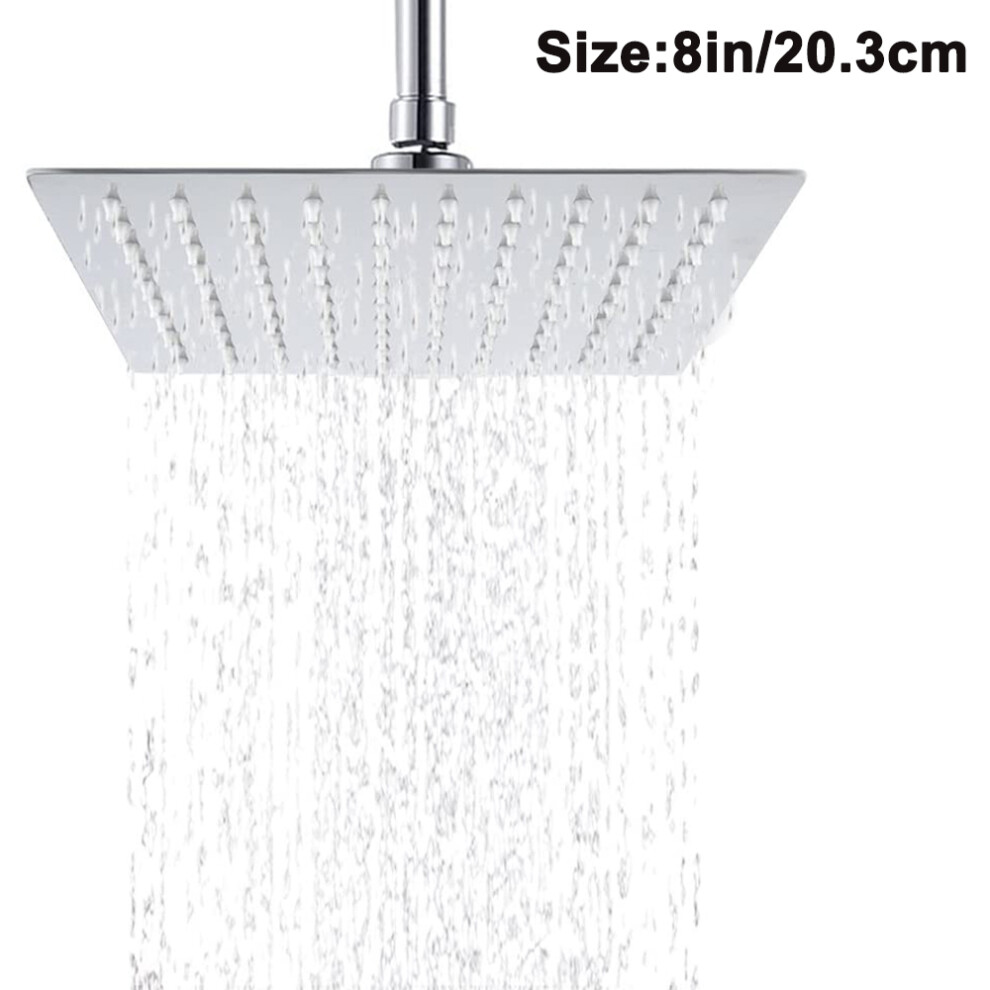 Stainless Steel Shower Head, Rain Style, Easy Installation, High Pressure, Silicone Nozzles 9554910844212