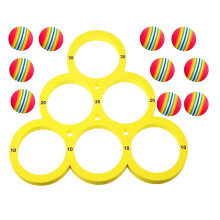 Pool Floating Ball Throwing Game, Swimming Pool Toy with 1 Floating Pool Ring and 10 Balls, for Kids, Adults, Family, Friends