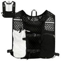 Hydration Vest Pack, Lightweight, Adjustable for Hiking, Running Black White