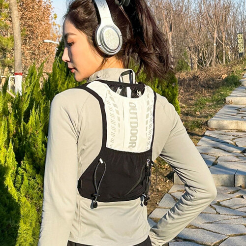 Hydration Vest Pack, Lightweight, Adjustable for Hiking, Running Black White 1