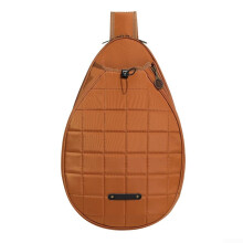 Crossbody tennis racket bag for easy carrying of badminton and pickleball equipment, brown.