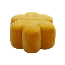 OttomanPouf made of velvet, padded seat for living room, yellow, 40x53cm