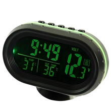 Termômetro digital automotivo com LED e relógio, com exibição de temperatura interna e externa, suporte ajustável para painel, 4 unidades, 12V