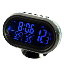 Termômetro digital automotivo com LED e relógio, com exibição de temperatura interna e externa, suporte ajustável para painel, 4 unidades, 12V